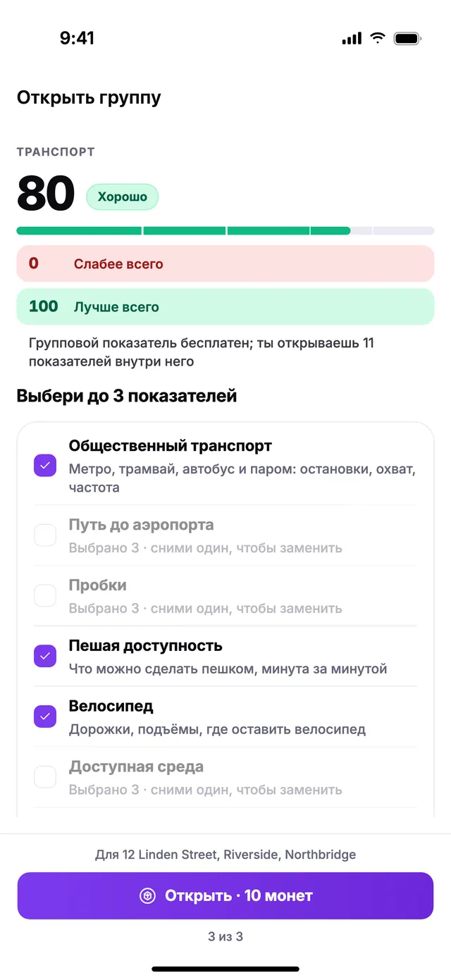 Открытие группы: выбери до 3 её показателей.