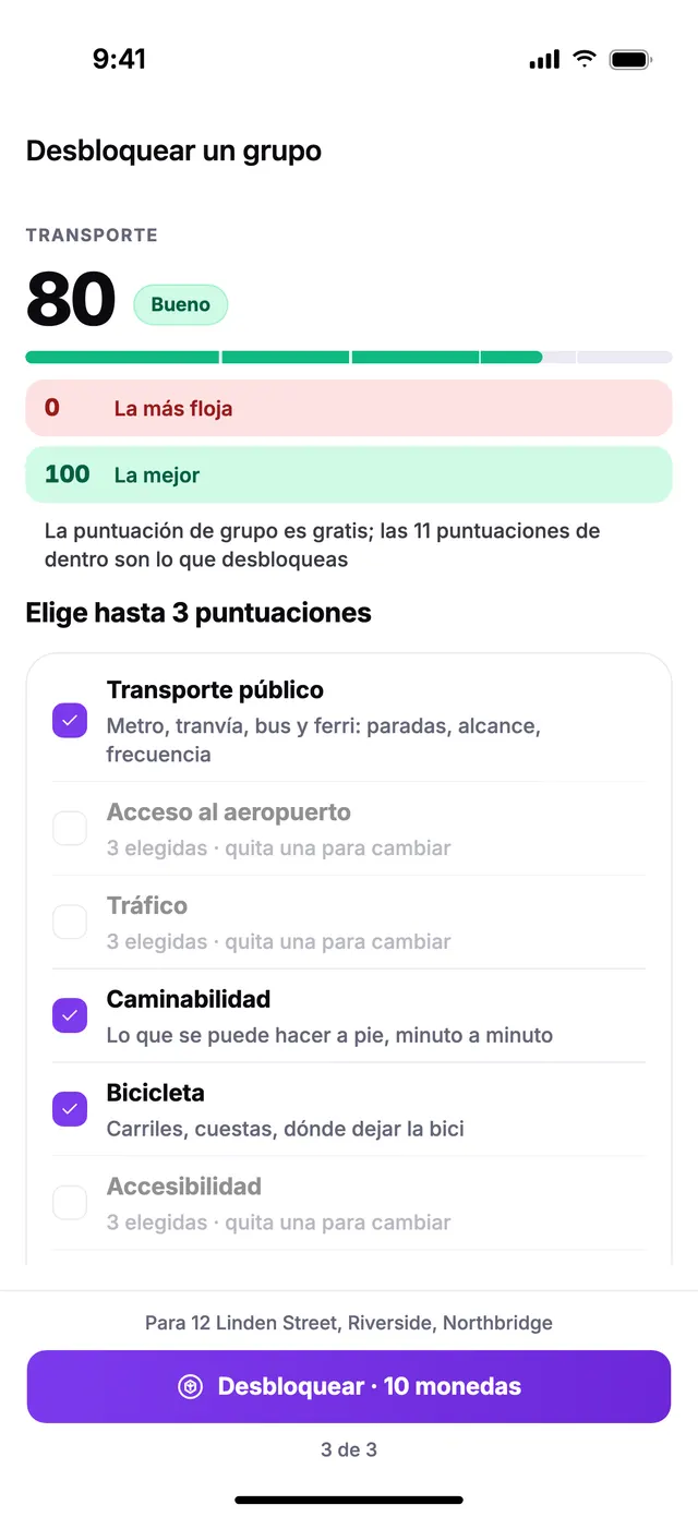 Desbloquear un grupo: elige hasta 3 de sus puntuaciones.