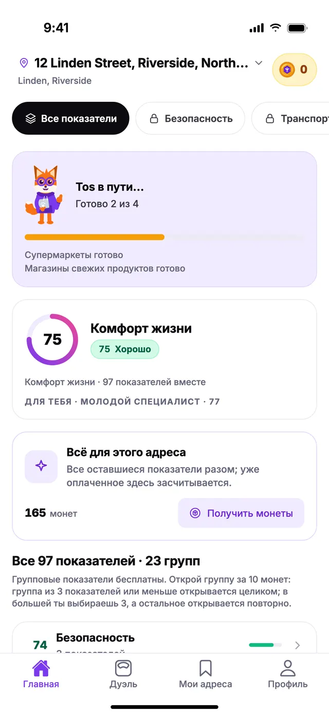 Tos в пути: показатели появляются один за другим, по мере готовности.