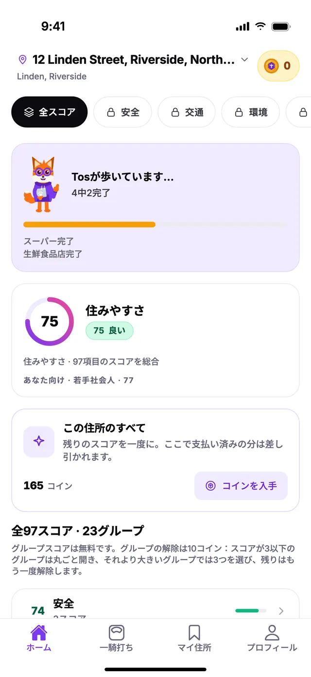 Tosが歩いています：スコアは、準備ができたものから順に表示されます。